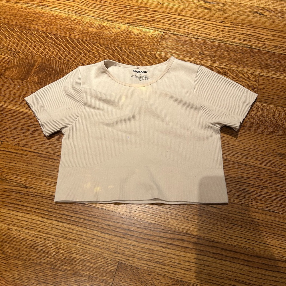 Garage Cream Short Sleeve cropped shirt